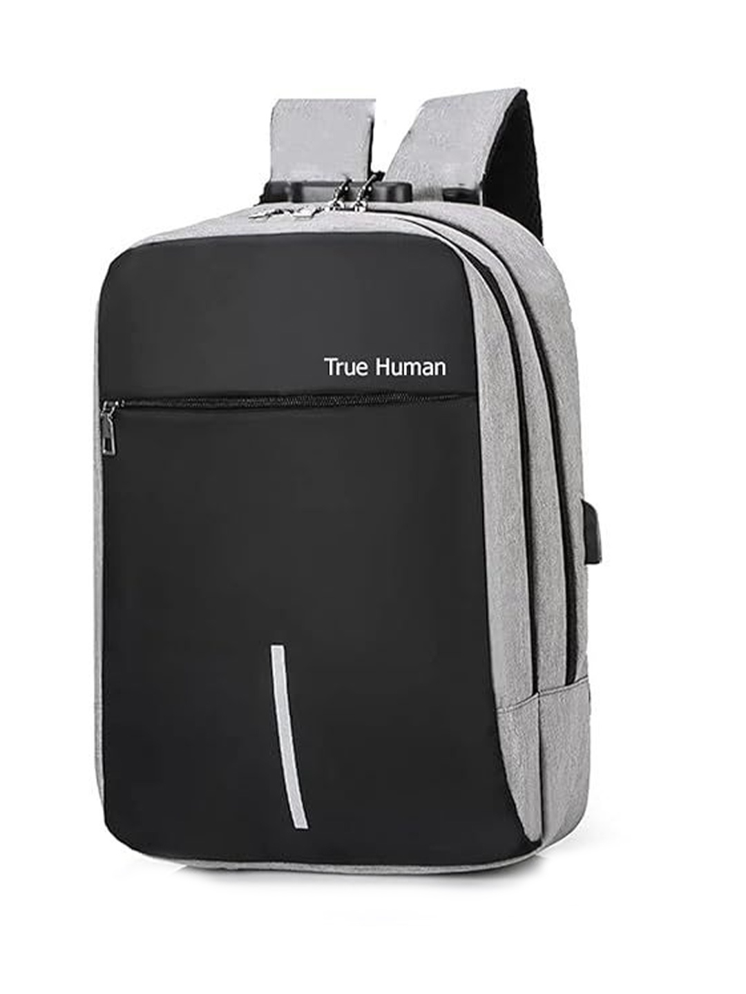 

True Human Anti-Theft USB Charging Port Backpack With Combination Lock, Grey