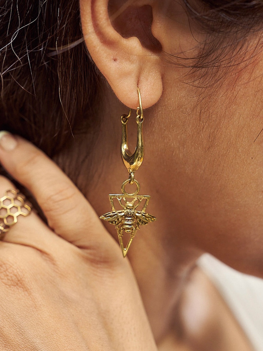 

Soul Works Contemporary Jhumkas Earrings, Gold