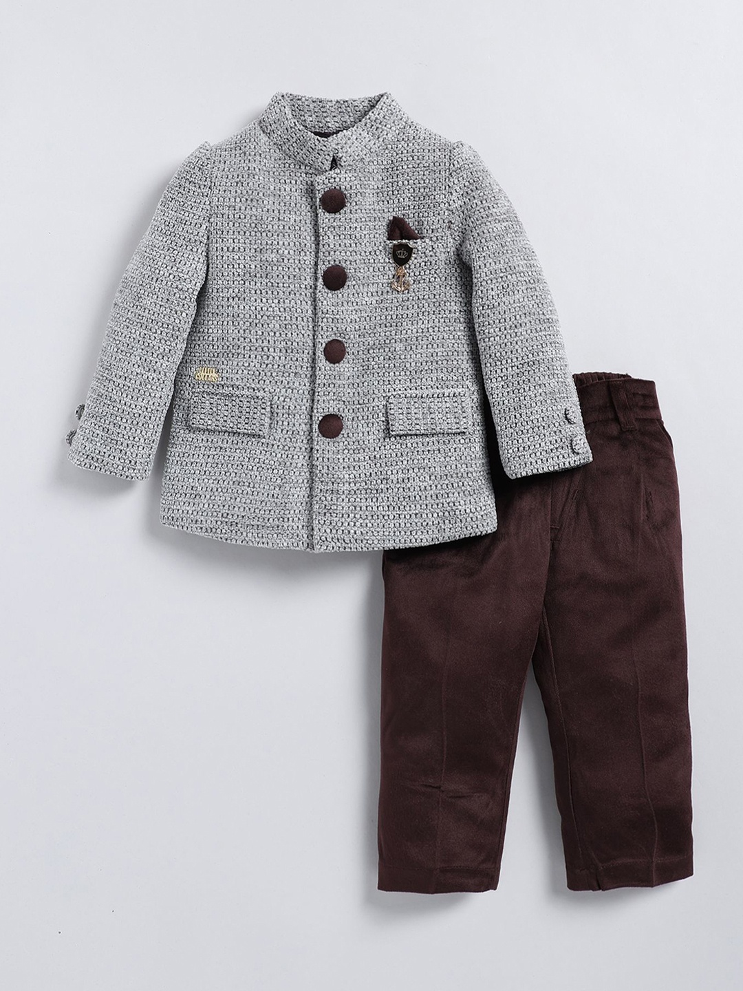 

LITTLE COLLARS Boys Coat with Trousers, Brown
