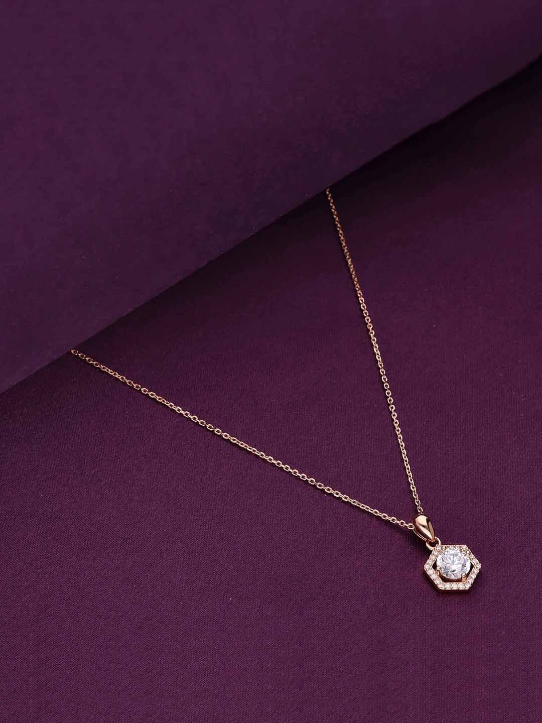 

KAI JEWEL Rose Gold-Plated Stone-Studded Pendants With Chains