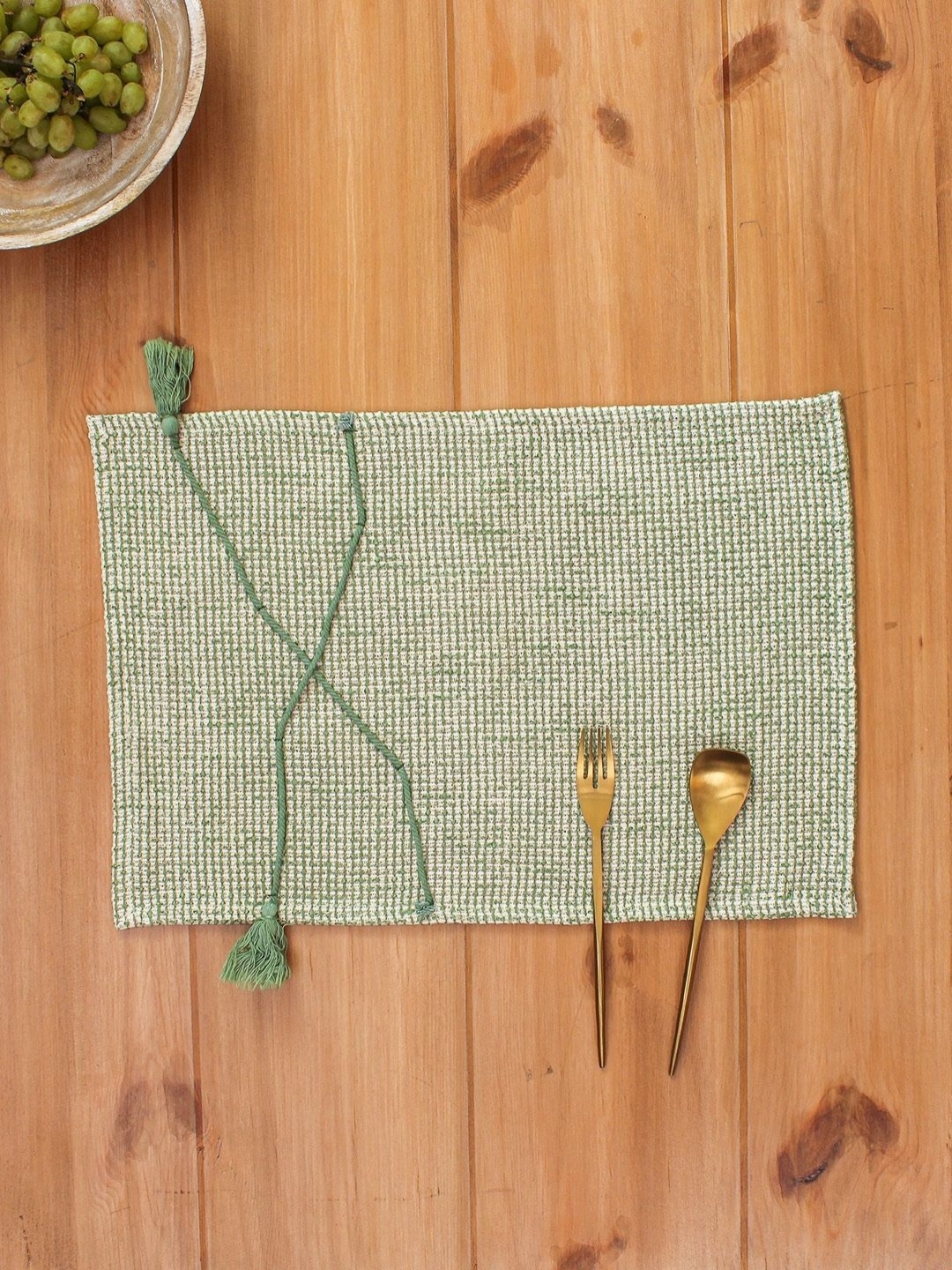 

House This 2-Pcs Green Textured Table Placemats