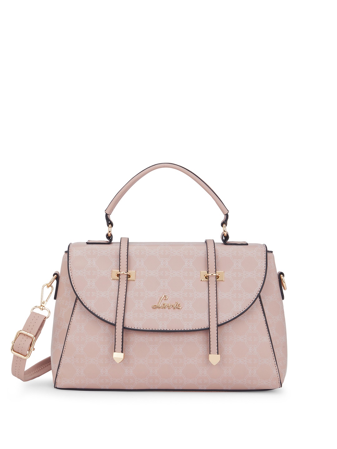 

Lavie Printed Structured Satchel with Quilted, Pink