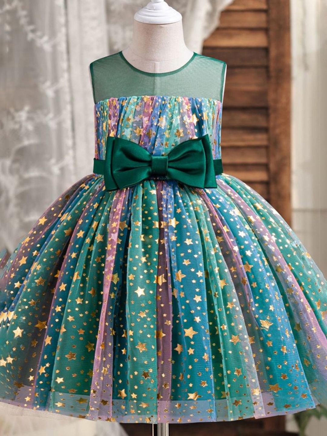 

LULU & SKY Floral Print Fit & Flare Dress, Green