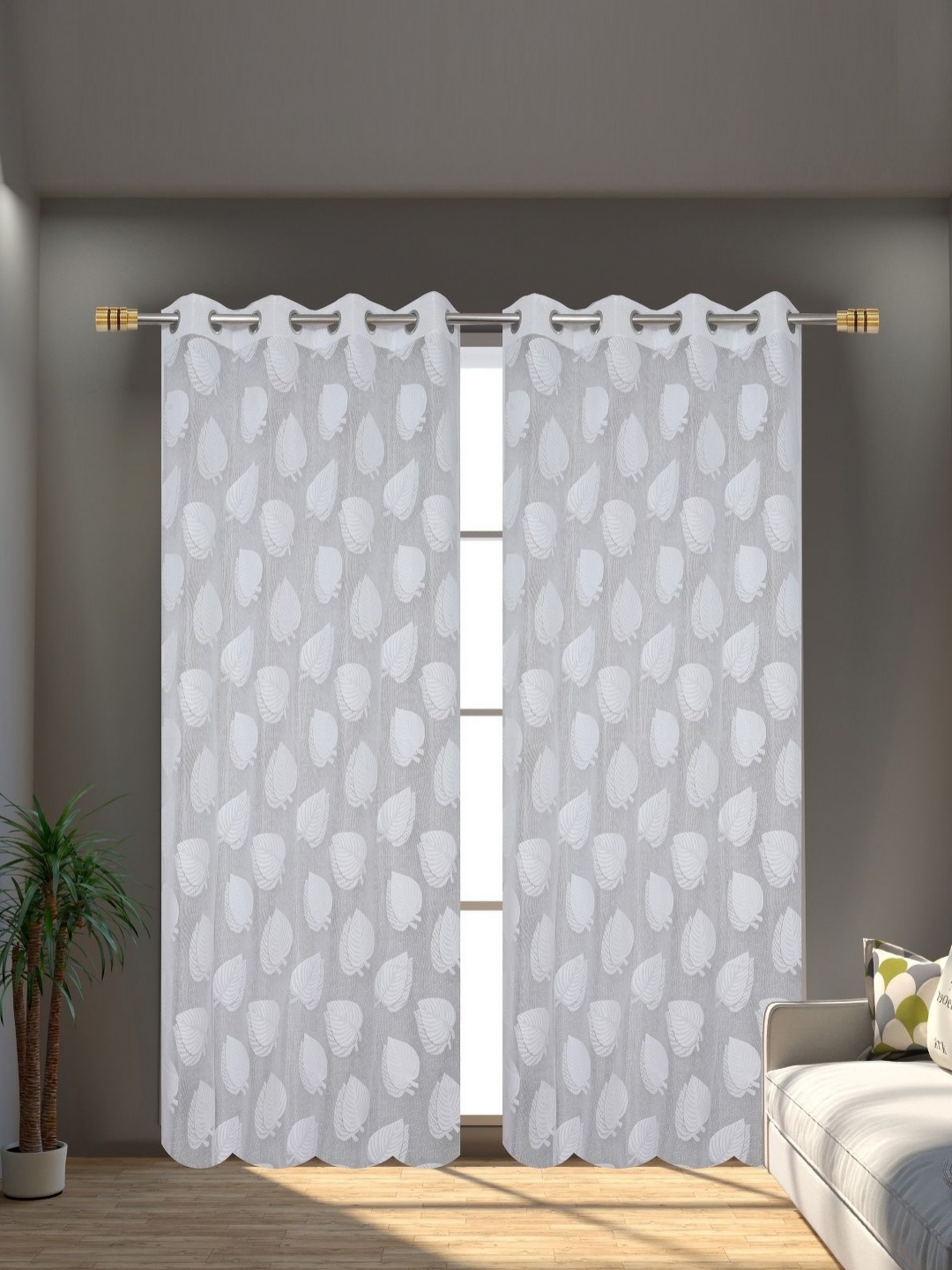 

Galaxy Home Decor White Set of 2 Sheer Long Door Curtain