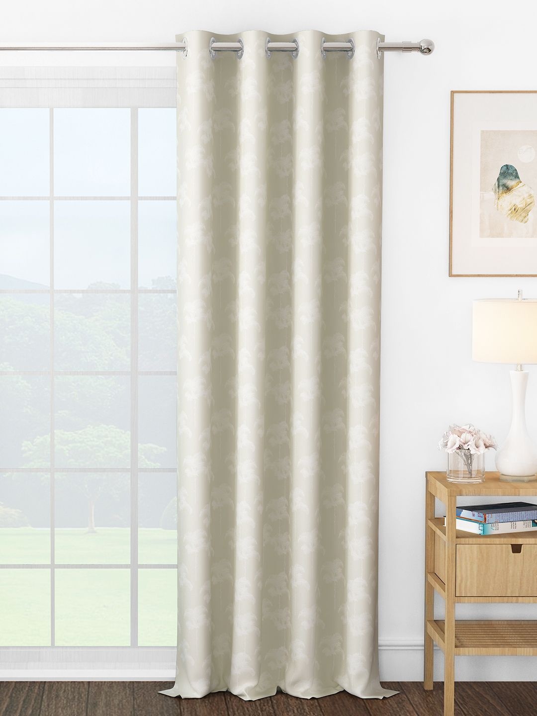 

Story@home Beige & White Floral Room Darkening Door Curtain