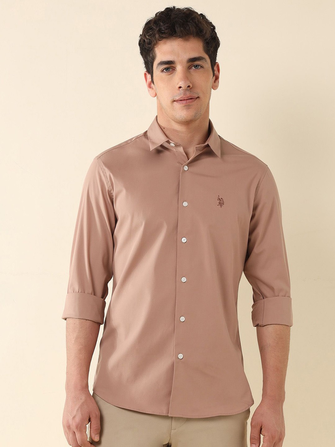 

U.S. Polo Assn. Men Tailored Fit Opaque Casual Shirt, Orange