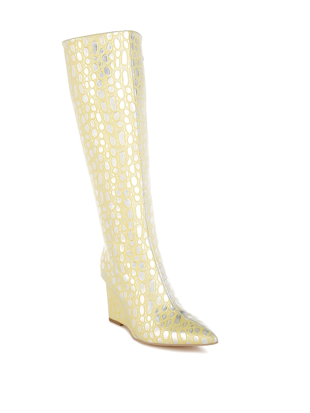 

London Rag Women Tear Shaped Faux Leather Boots, Yellow