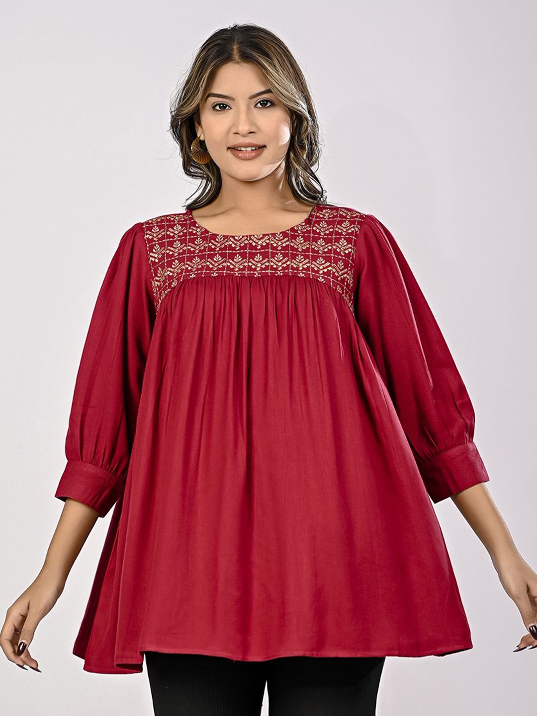 

INAAYA JAIPUR Top, Maroon