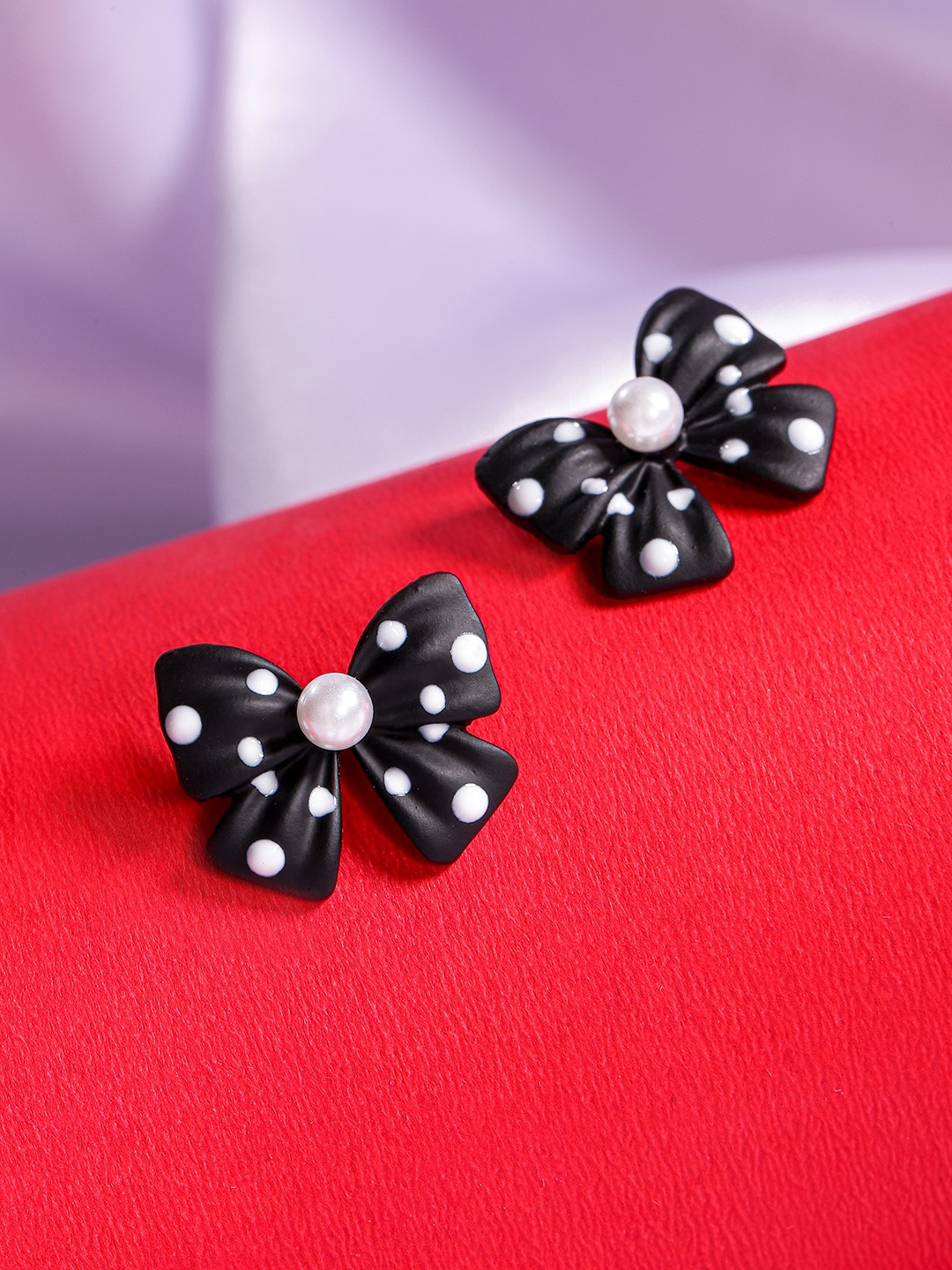 

DressBerry Bow Shape Oversized Stud Earrings, Black