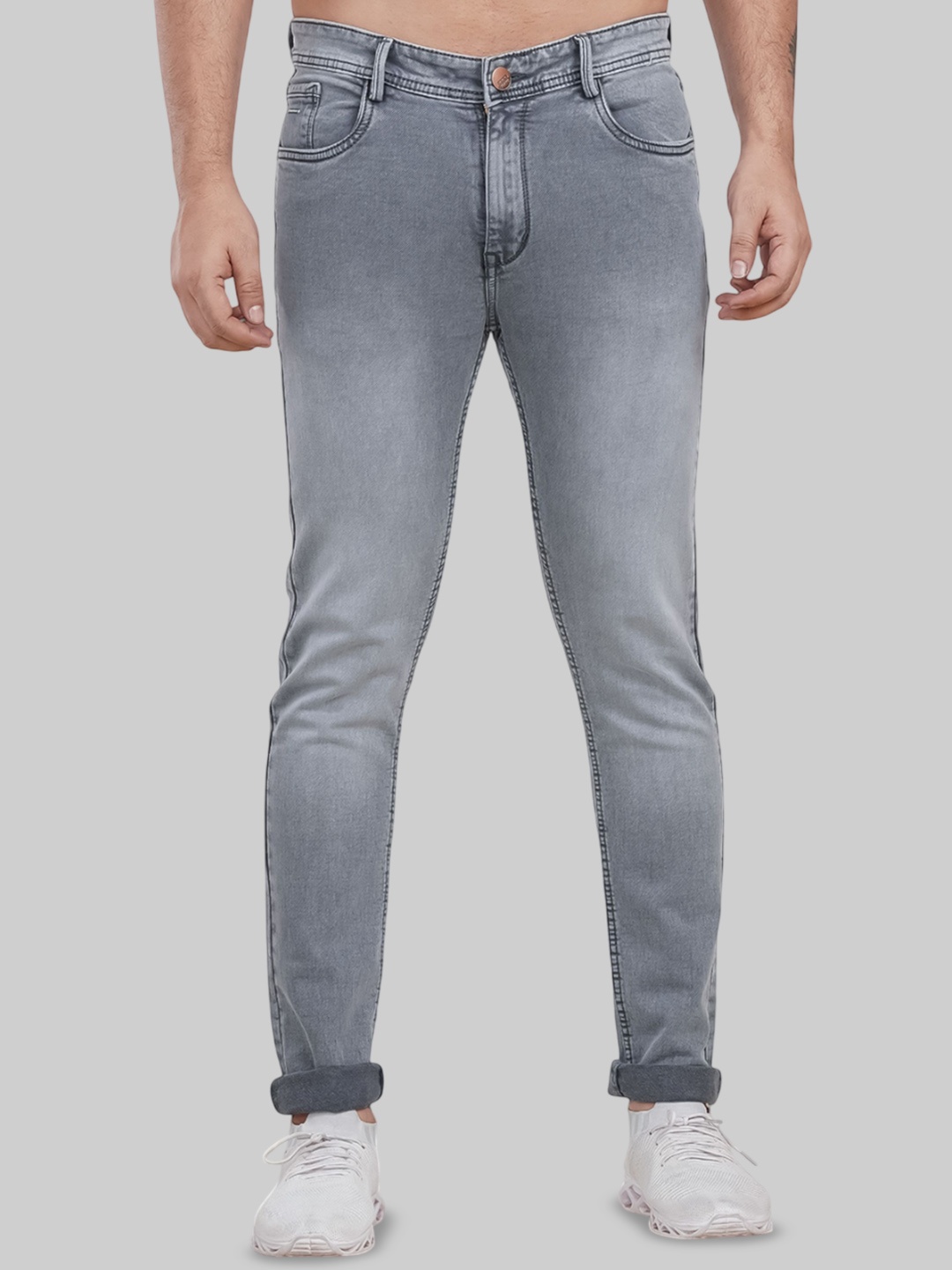 

Plounge Men Skinny Fit Stretchable Jeans, Grey
