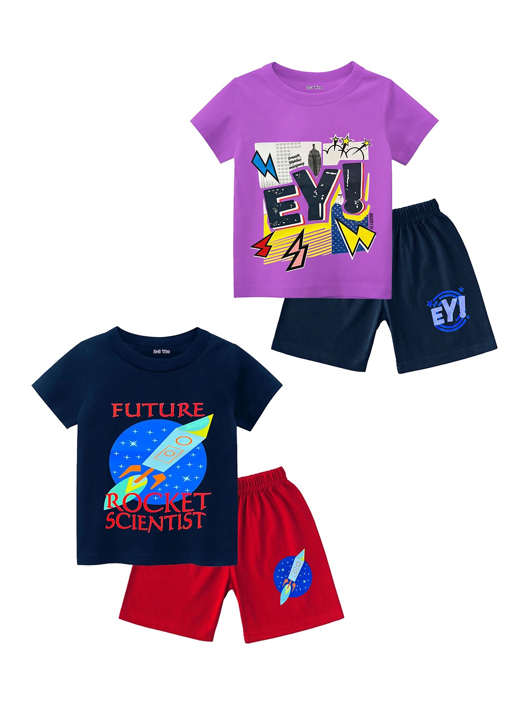 

BAESD Boys Printed T-shirt with Shorts, Navy blue