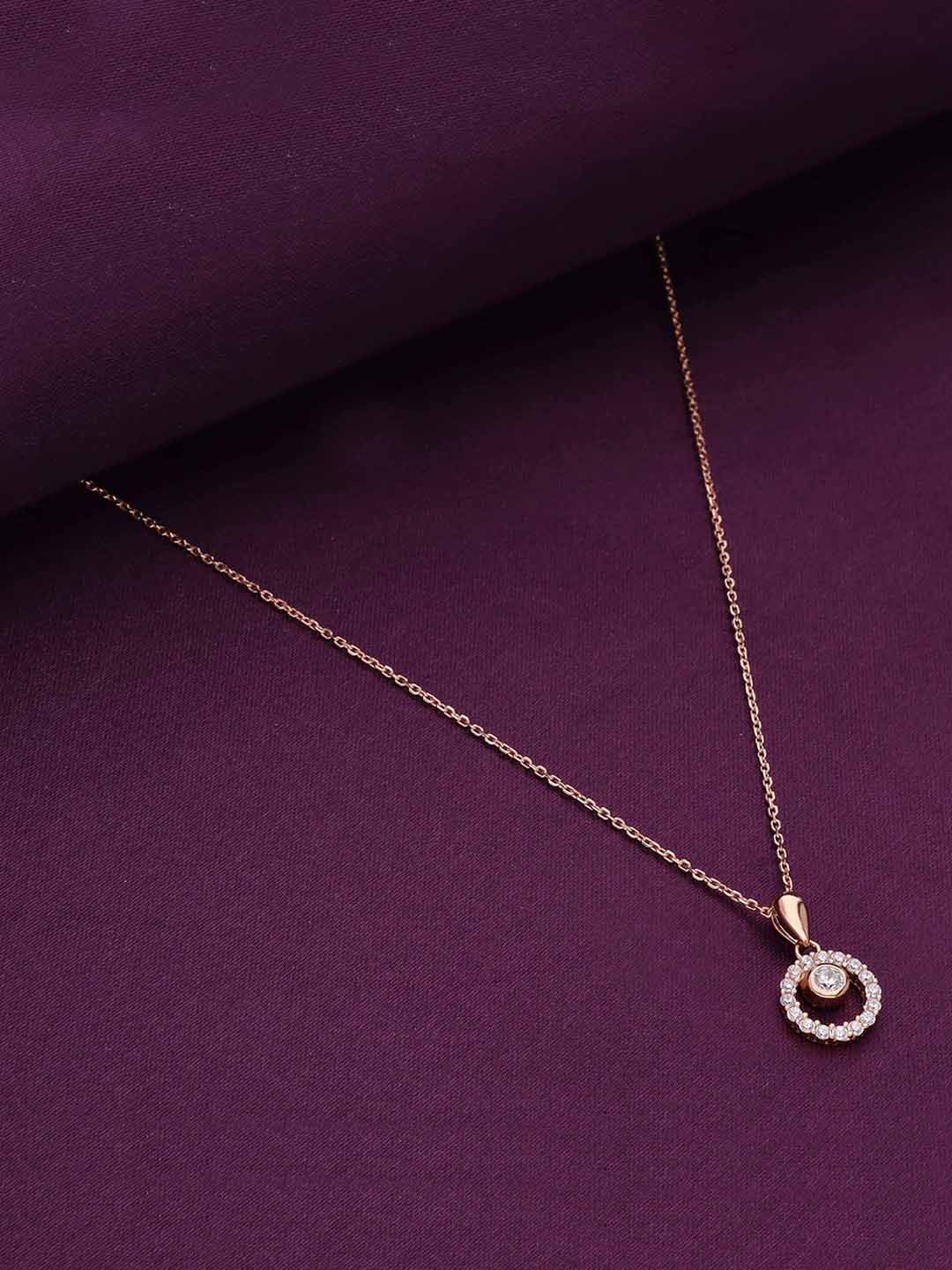 

KAI JEWEL Rose Gold-Plated Stone-Studded Pendants With Chains