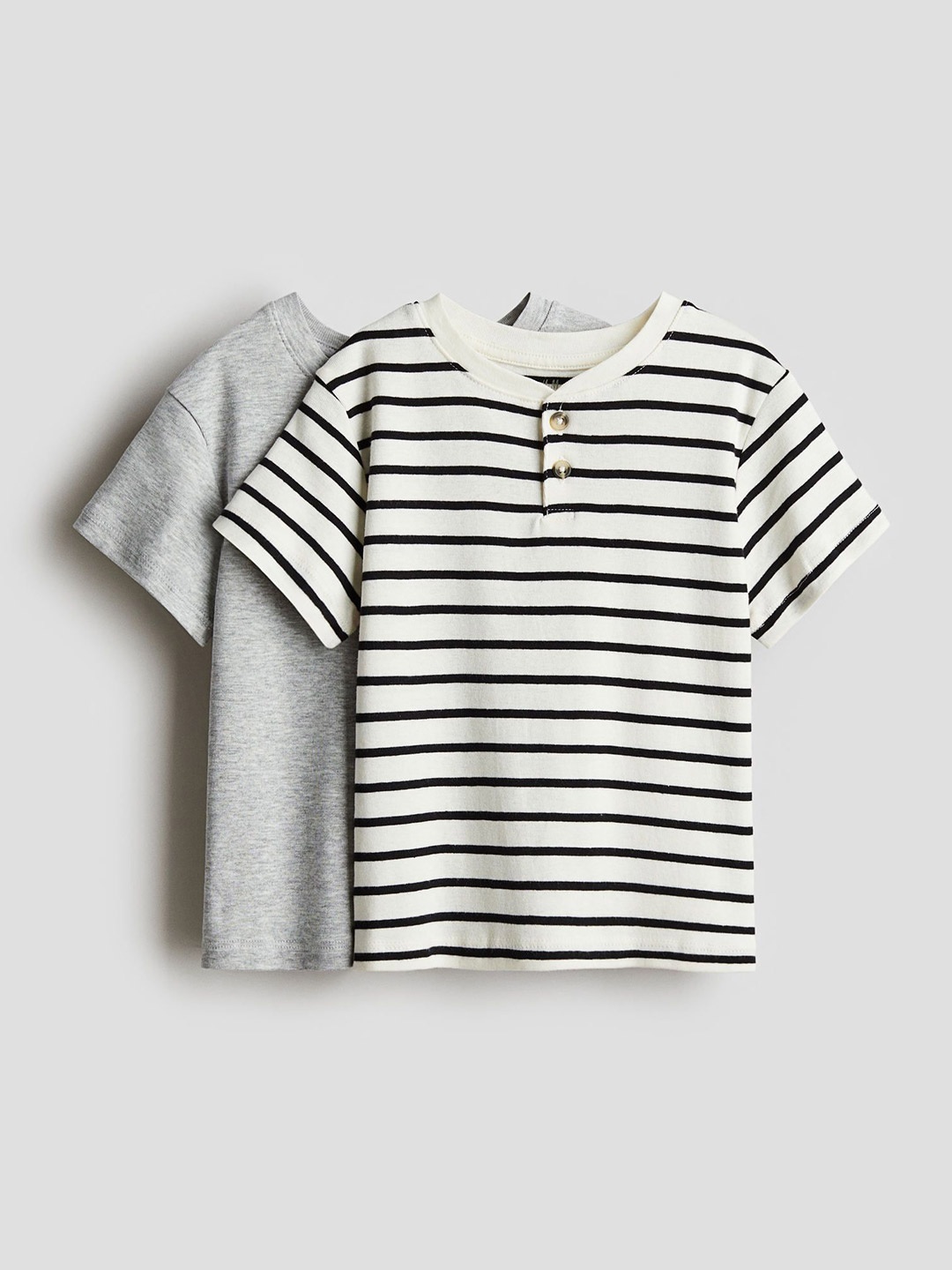 

H&M 2-Pack Henley T-Shirts, Grey
