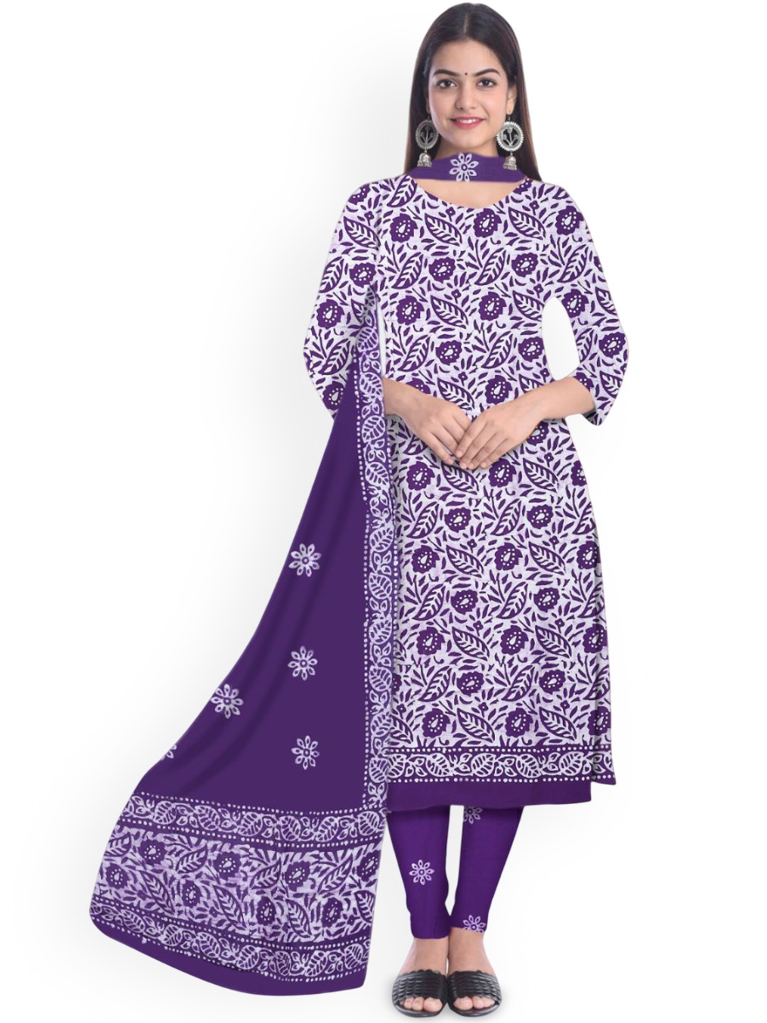 

Farooq Dyeing Printed Pure Cotton Unstitched Dress Material, Purple