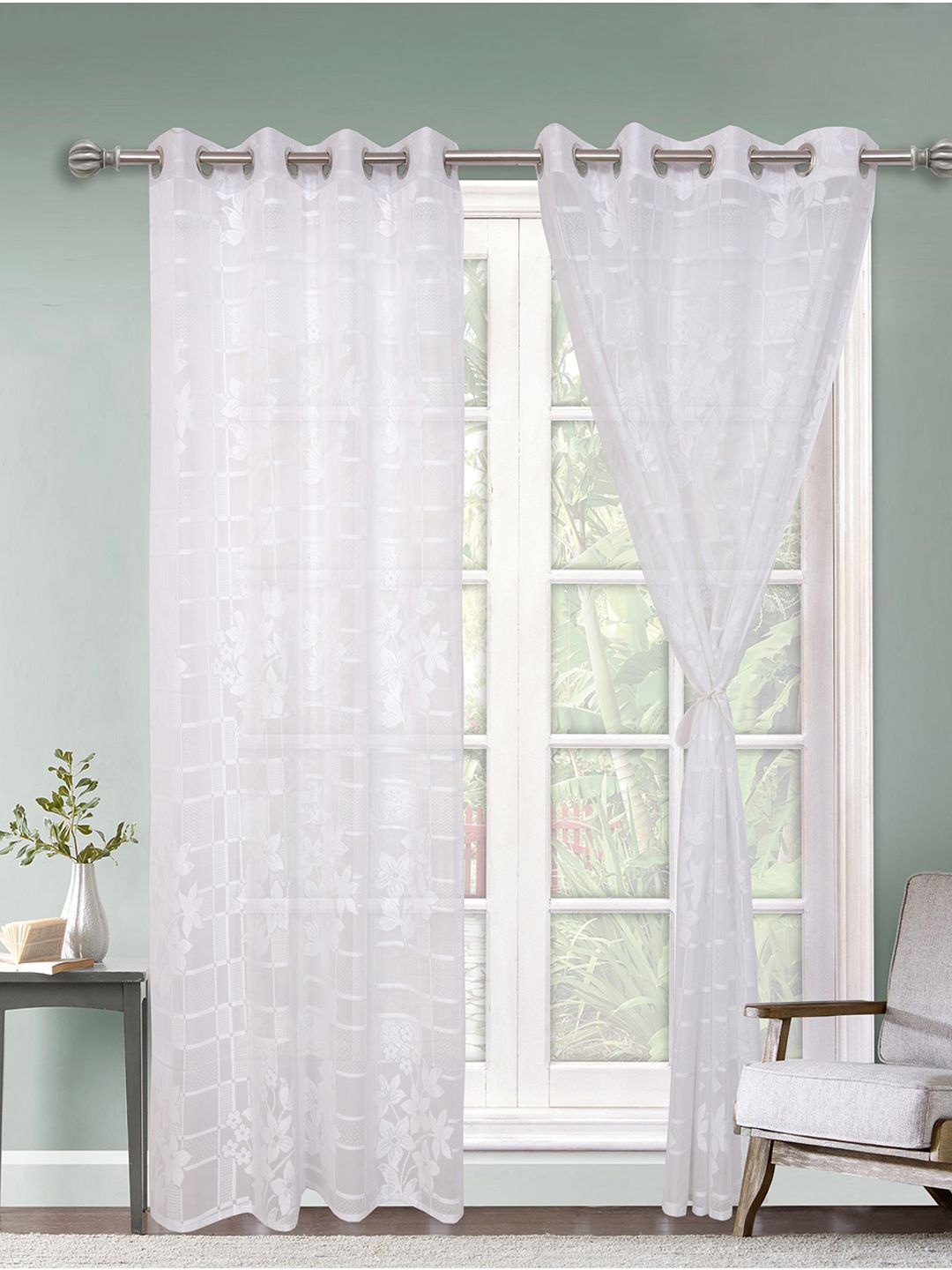 

Kuber Industries White Floral Long Door