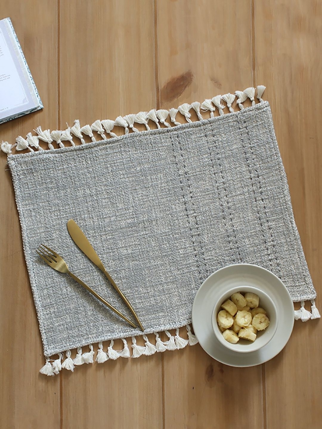 

House This Arabian Sea 2-Pcs Blue Textured Table Placemats, Grey