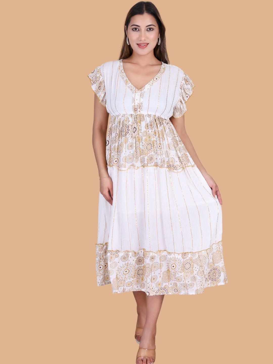 

Moda Rapido Floral Print Crepe Maxi Dress, White