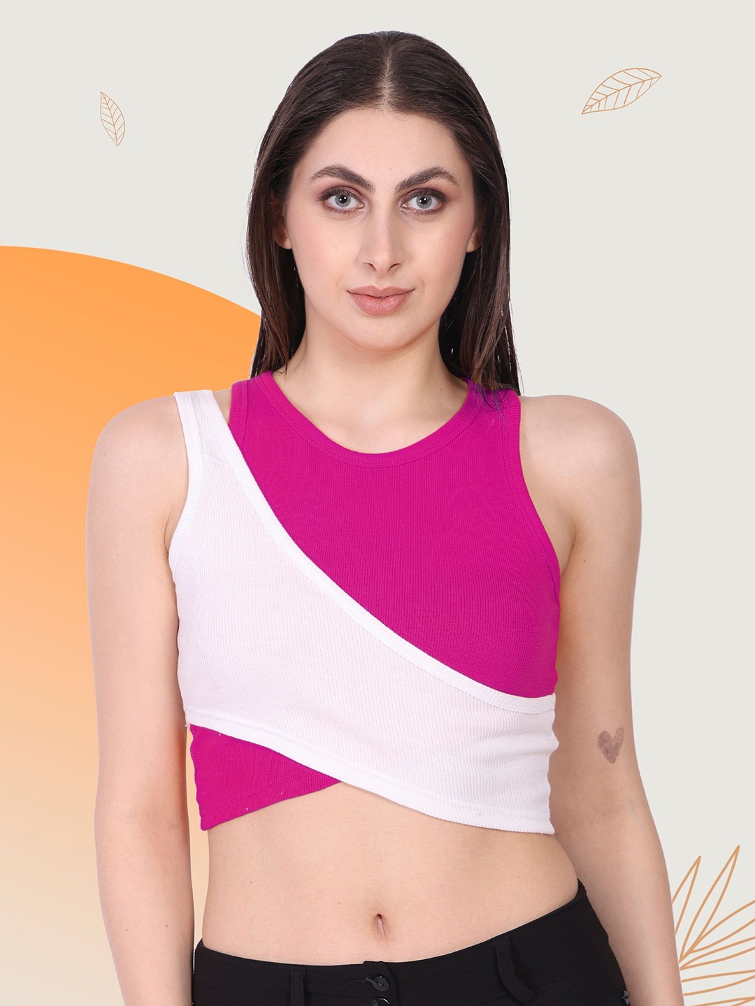 

Mast & Harbour Colourblocked Cotton Top, Pink