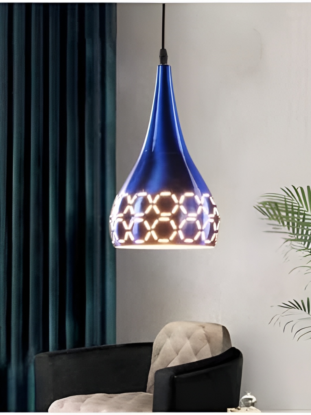 

GAUVIK Copper-Toned & Blue Textured Aluminium Ceiling Lamp
