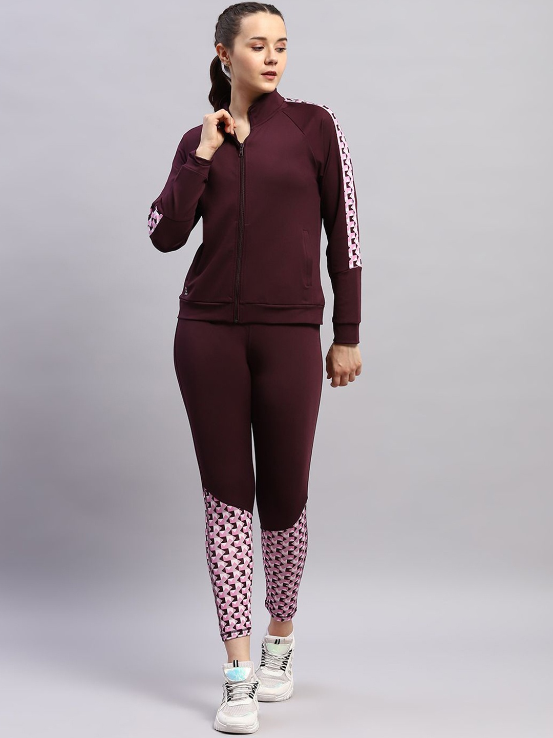 

rock.it Printed Sweatshirts With Tights Co-Ords, Maroon