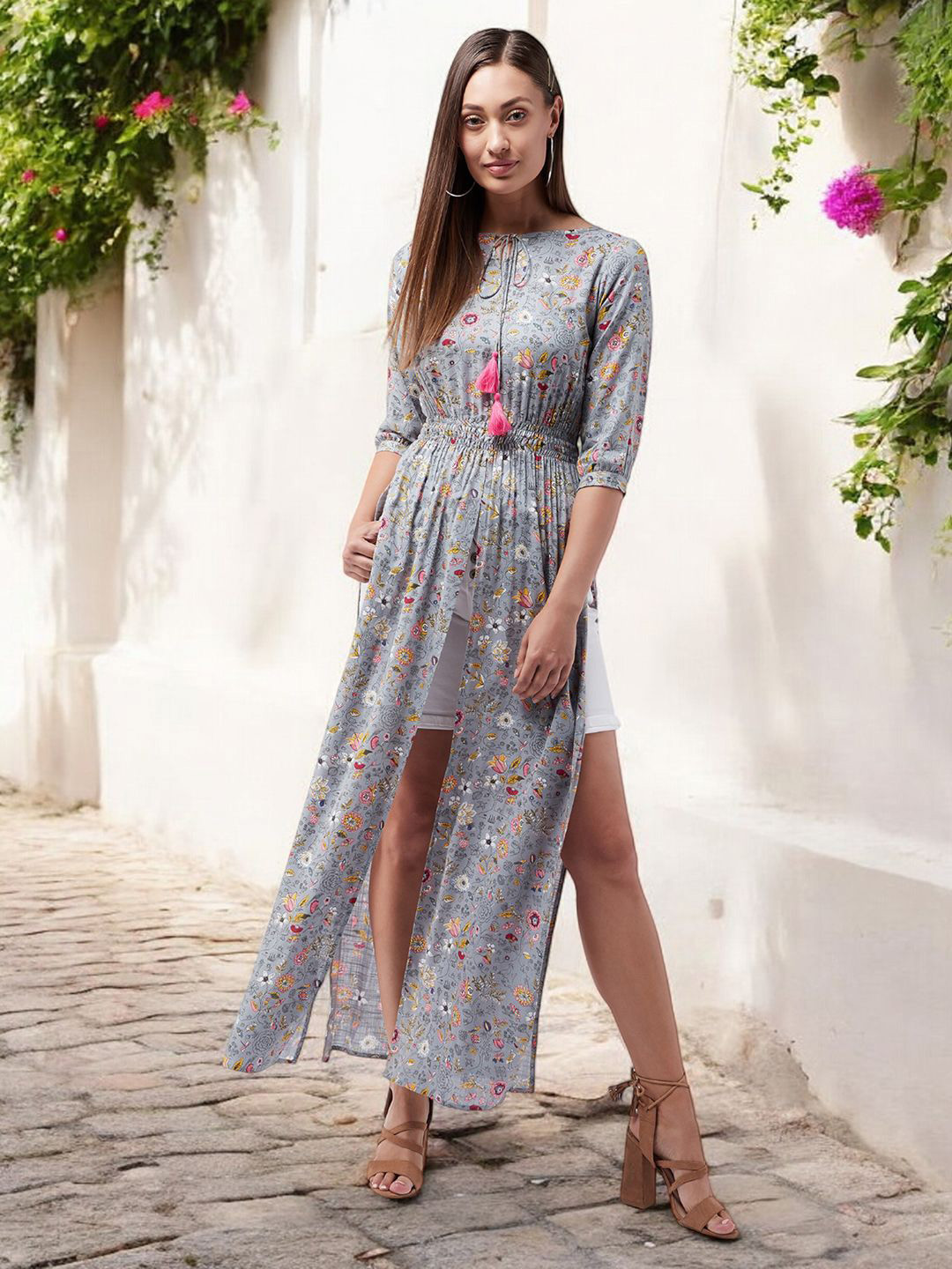 

Mast & Harbour Floral Print Maxi Longline Top, Multi