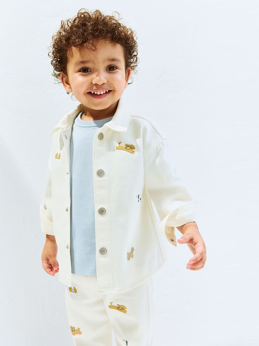 

H&M Embroidery-Detail Denim Shirt, White