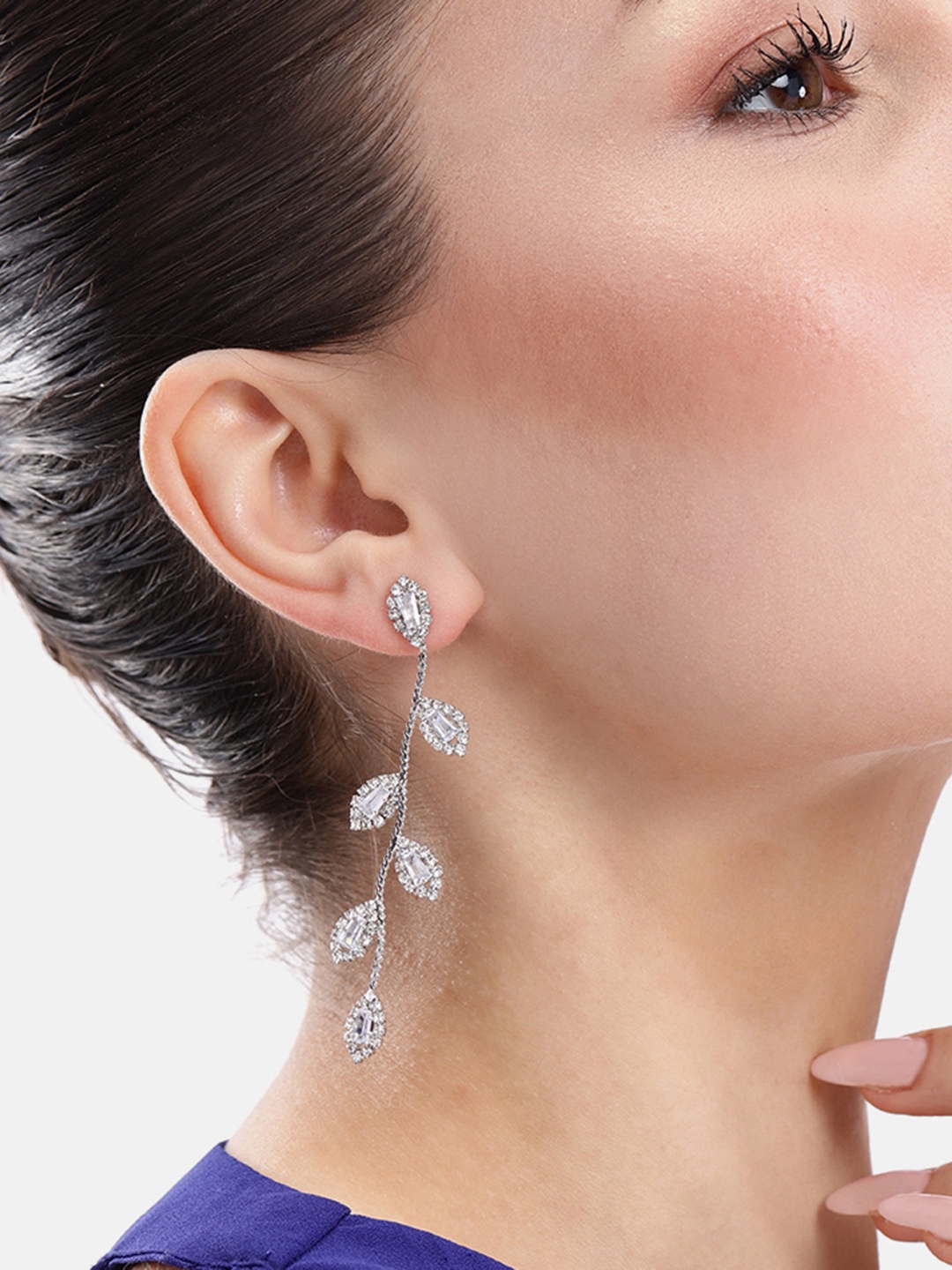 

DressBerry Floral Drop Earrings, Silver