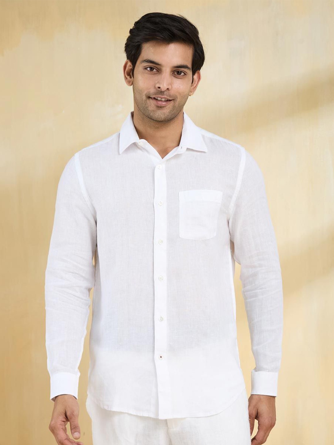

Fabindia Men Slim Fit Opaque Party Shirt, White