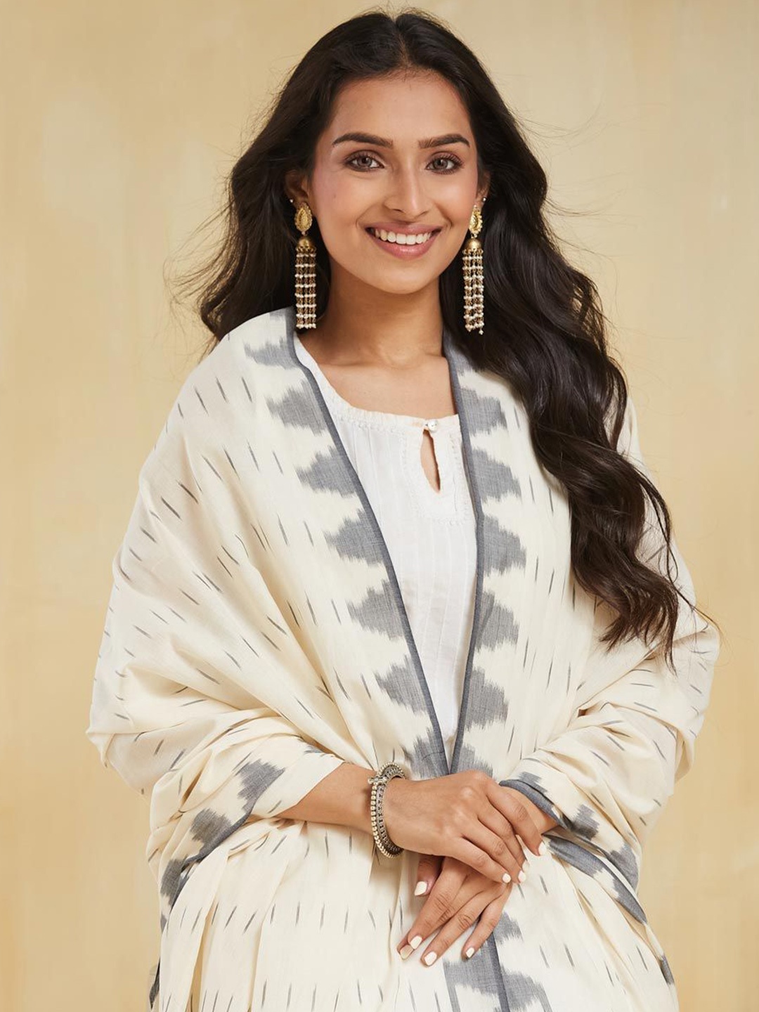

Fabindia Woven Design Dupatta, Off white