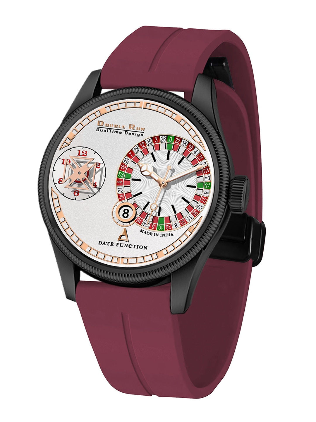 

DOUBLERUN Unisex Dial & Straps Analogue Chronograph Watch 19054, Red
