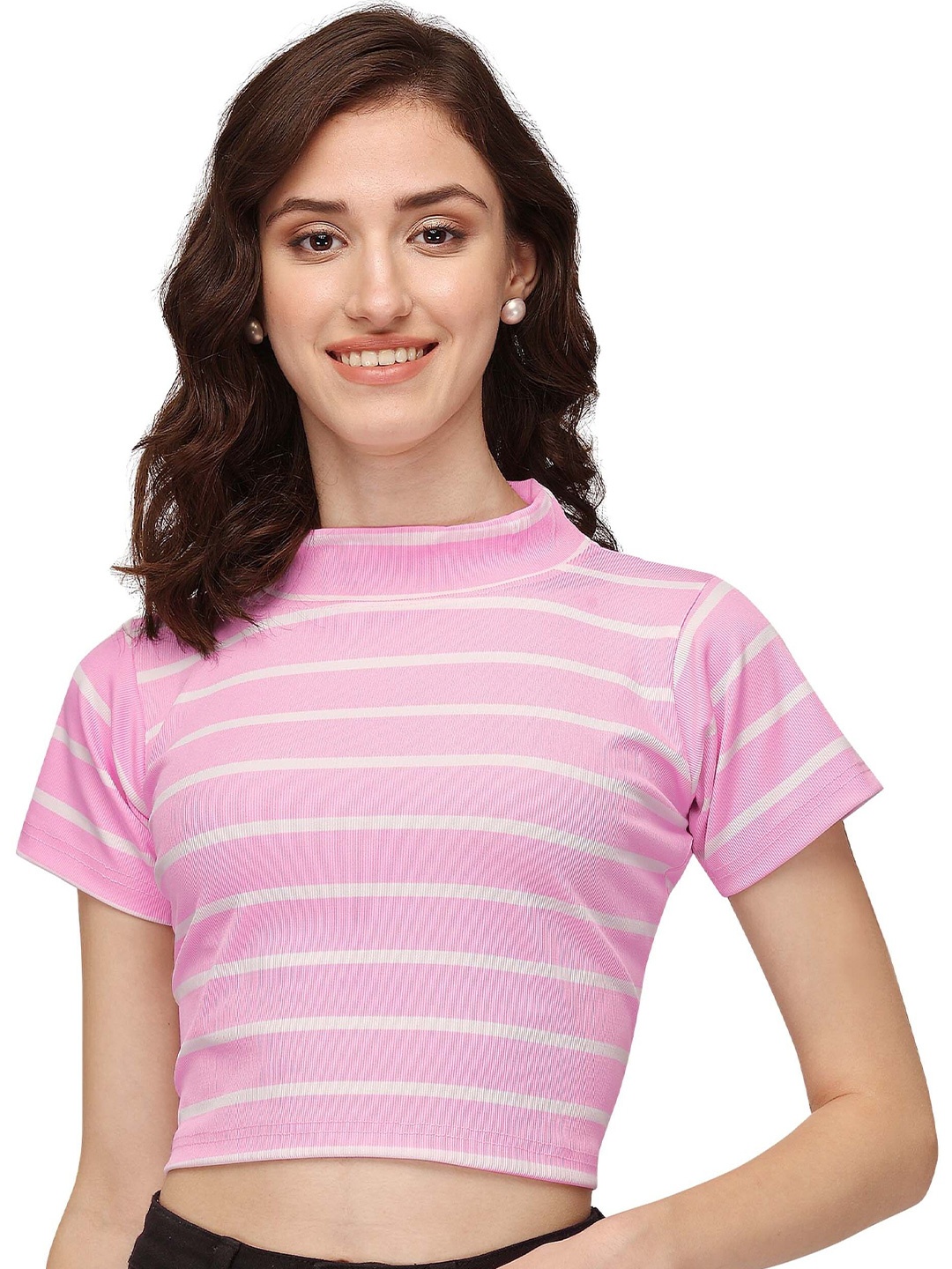 

NiloBerry Striped Crop Top, Pink