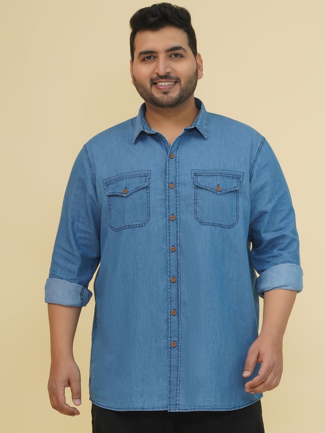 

John Pride Men Opaque Casual Shirt, Blue