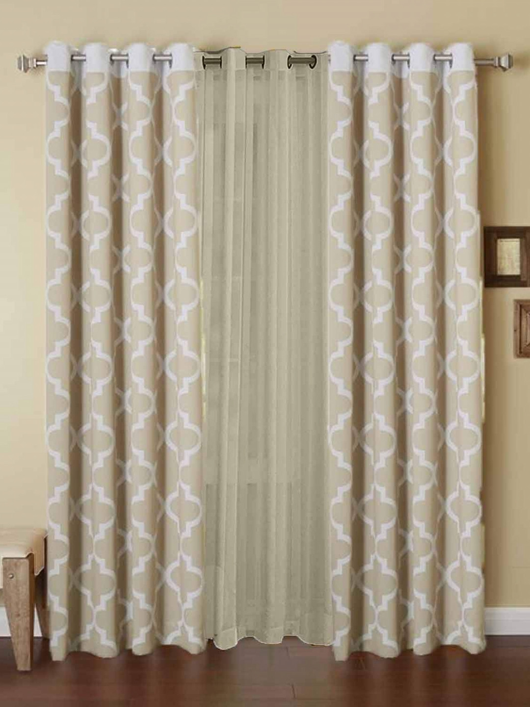 

Dekor World Multicoloured Set of 3 Window Curtain, Multi