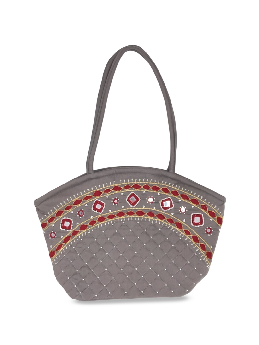 

SriShopify Handicrafts Embellished Swagger Shoulder Bag, Grey