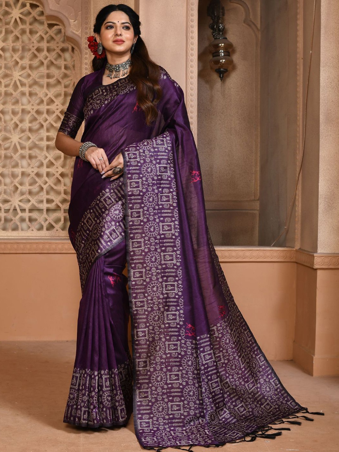

LeeliPeeri Designer Silk Blend Saree, Purple