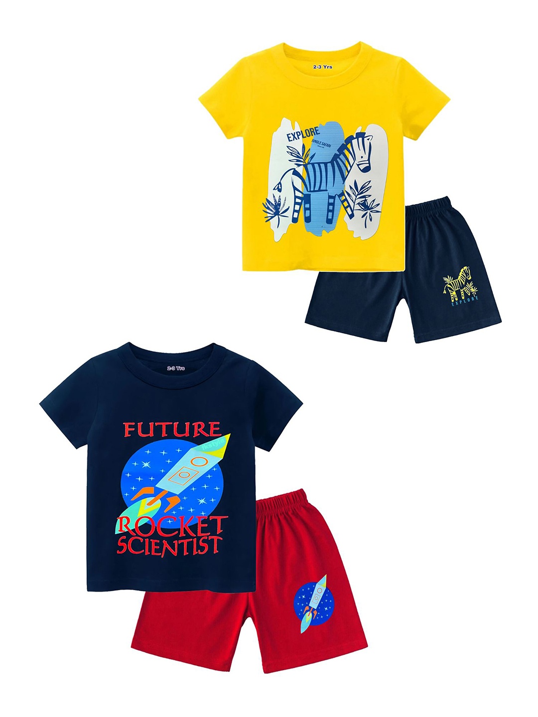

BAESD Boys Printed T-shirt with Shorts, Yellow