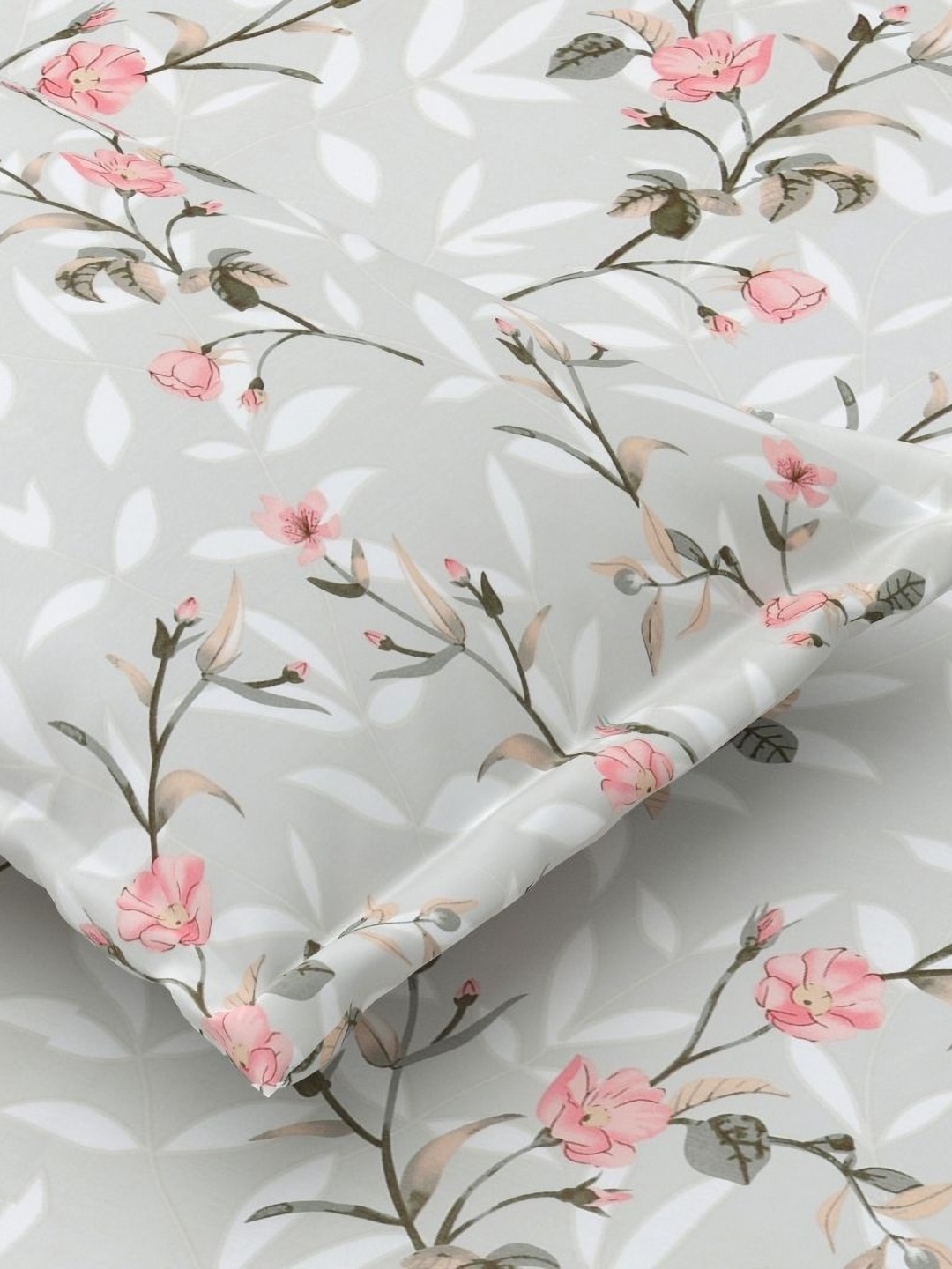 

Jaipur Weaves Grey & Pink Floral King Bedsheet with 2 Pillow Covers