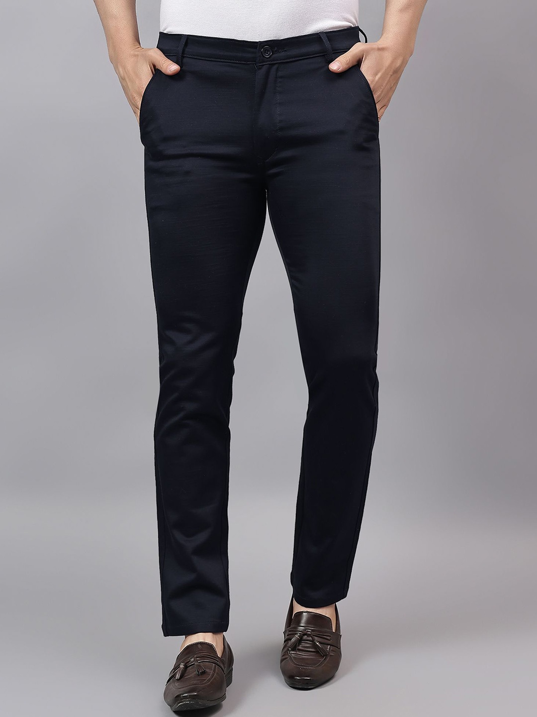 

AAAI Enterprises Men Relaxed Straight Leg Slim Fit High-Rise Chinos Trousers, Blue