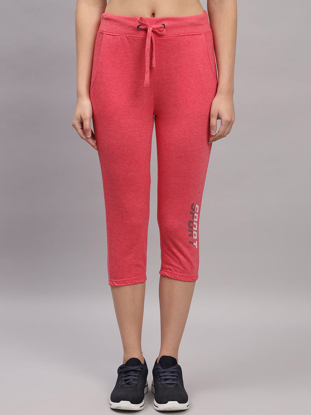 

TRAZO Mid-Rise Cotton Capris, Pink