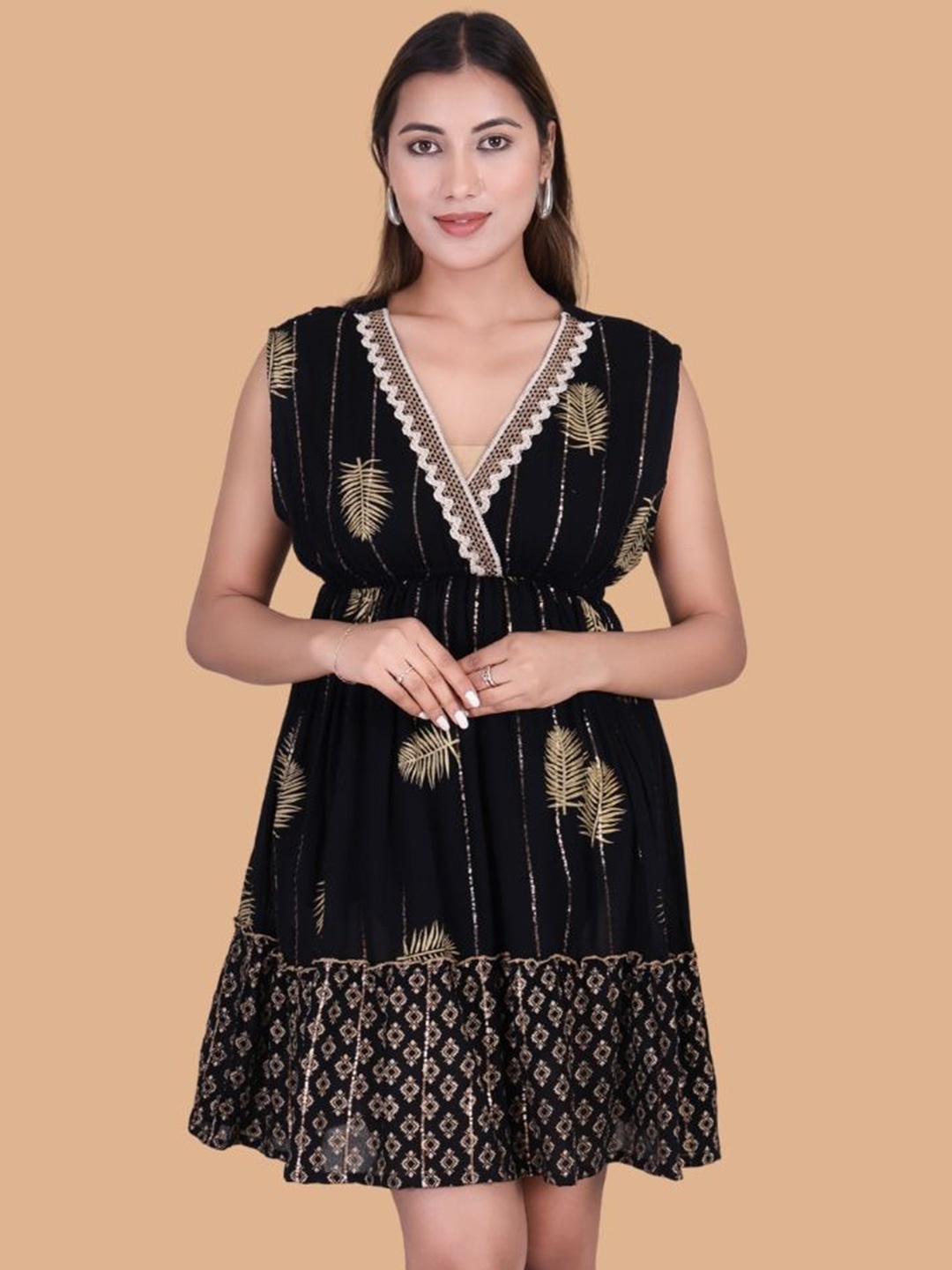 

Moda Rapido Crepe Fit & Flare Dress, Black