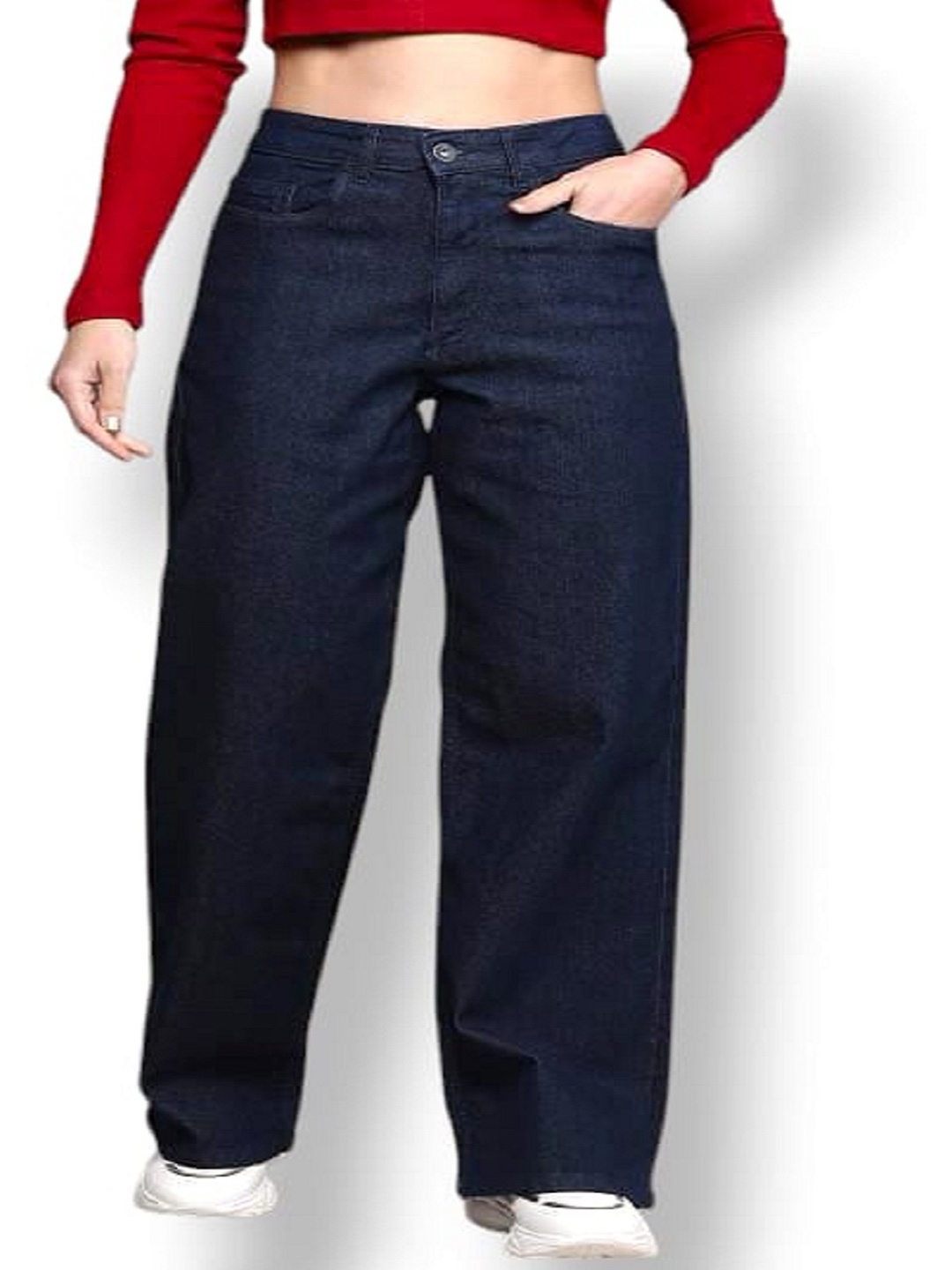 

Perfect Outlet Women Straight Fit High-Rise Stretchable Jeans, Navy blue