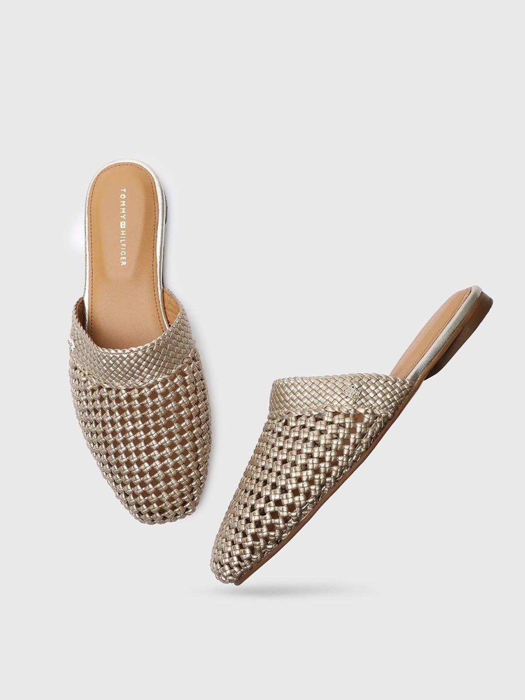 

Tommy Hilfiger Women Embellished Ethnic Mules Flats, Gold