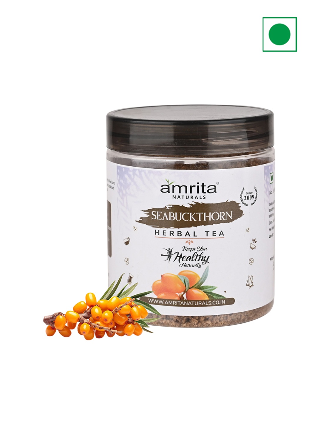 

Amrita Naturals Seabuckthorn Herbal Tea - 250 g, Transparent