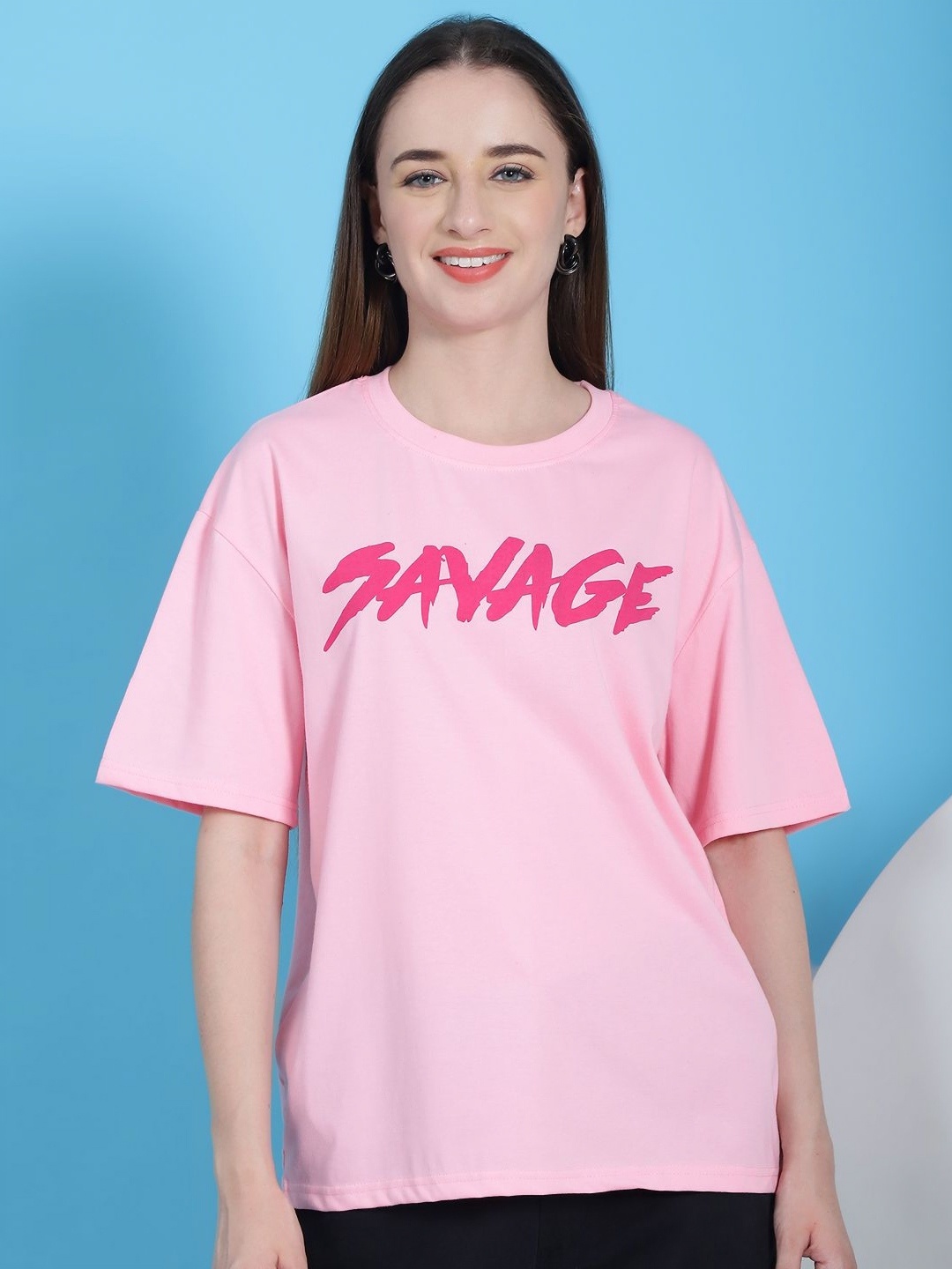 

Dreambe Women Printed T-shirt, Pink