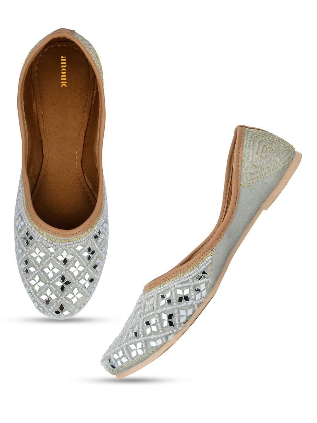 

Anouk Women Embellished Ethnic Mojaris Flats, Grey