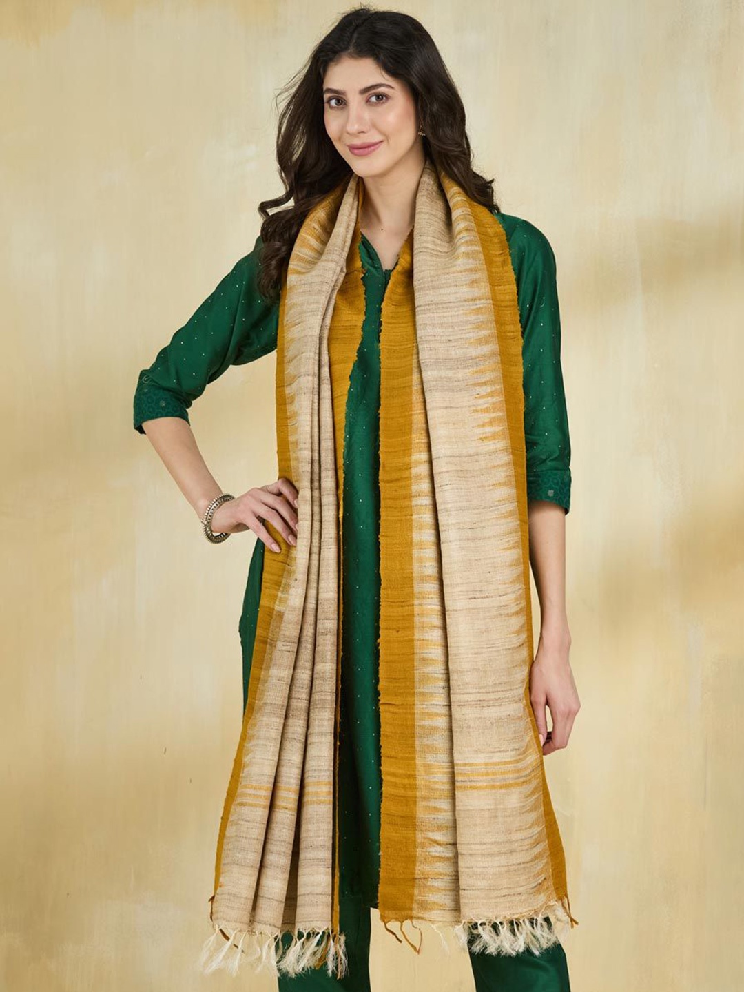 

Fabindia Woven Design Dupatta, Beige