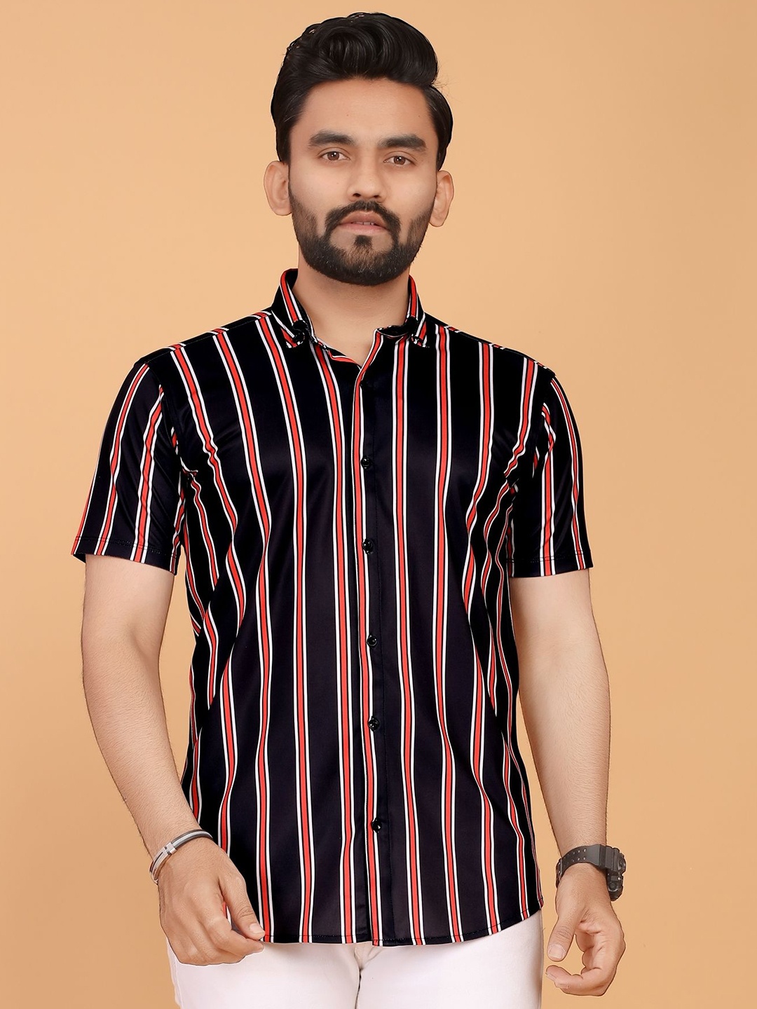 

STI Men Classic Opaque Printed Casual Shirt, Black