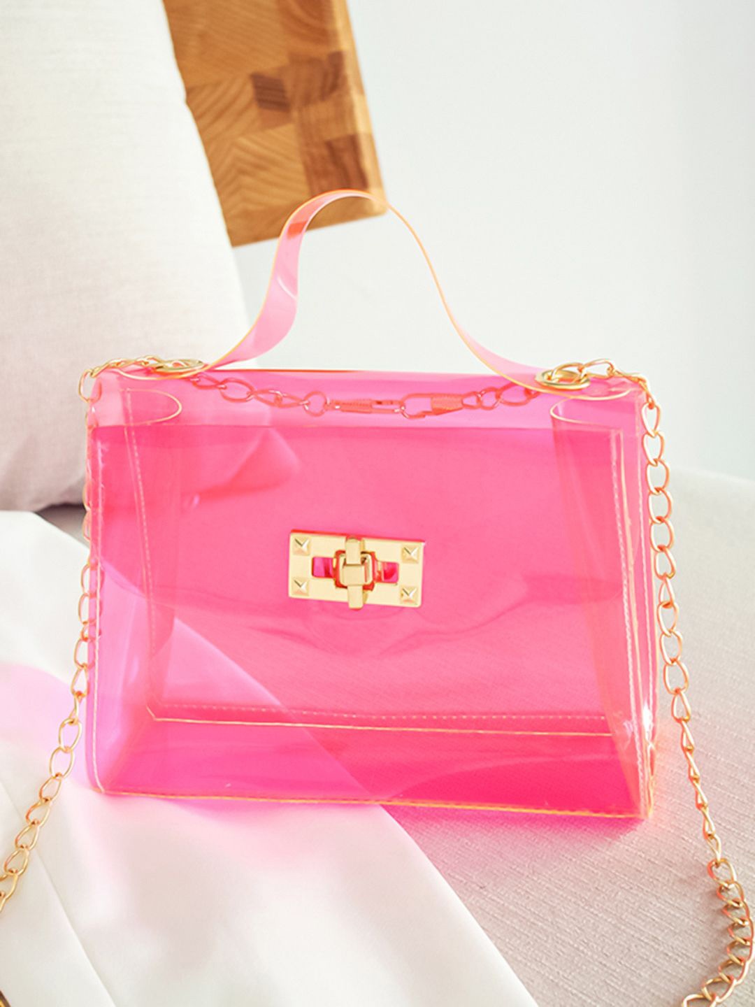 

HAUTE SAUCE by Campus Sutra PU Oversized Shopper Sling Bag, Pink
