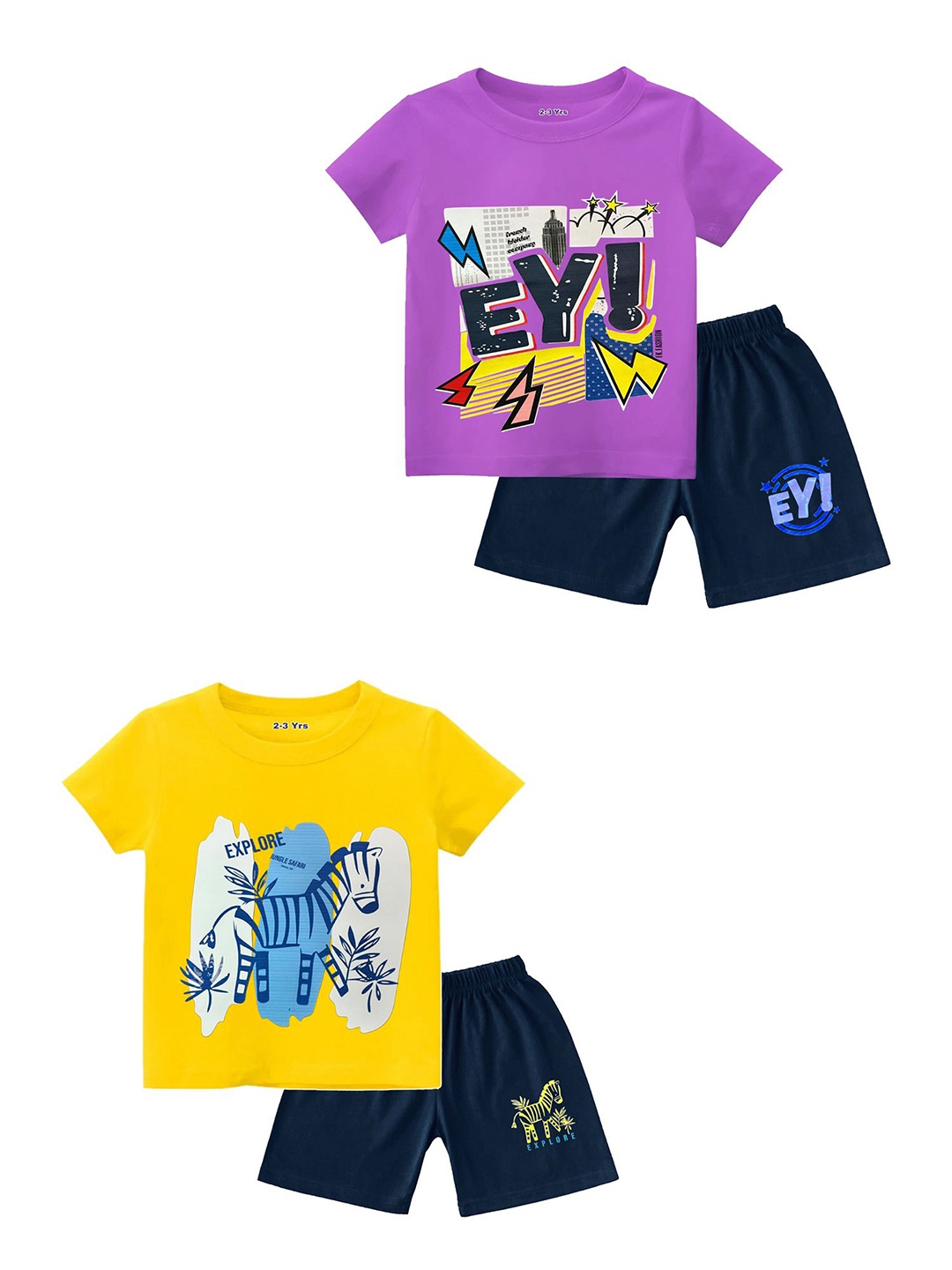 

BAESD Boys Printed T-shirt with Shorts, Yellow