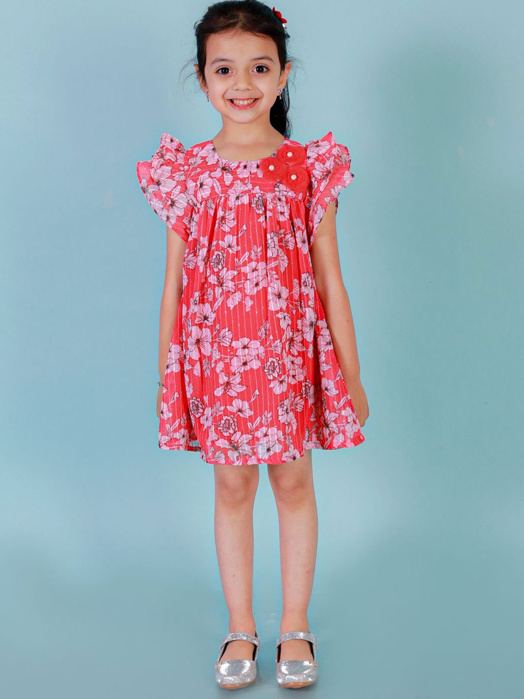 

LIL DRAMA Floral Print A-Line Dress, Red